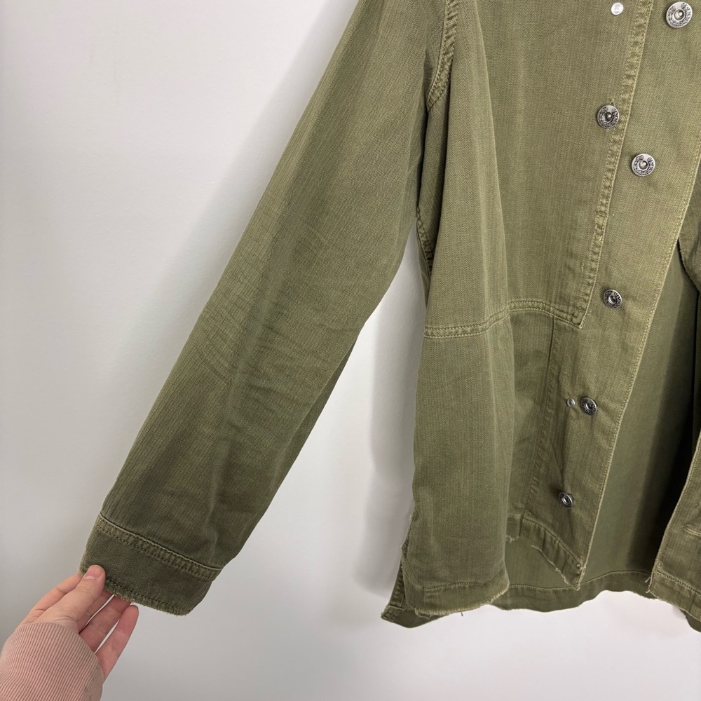 Free People Green Embellished Military Shirt Jacket Size Small - Picture 8 of 12